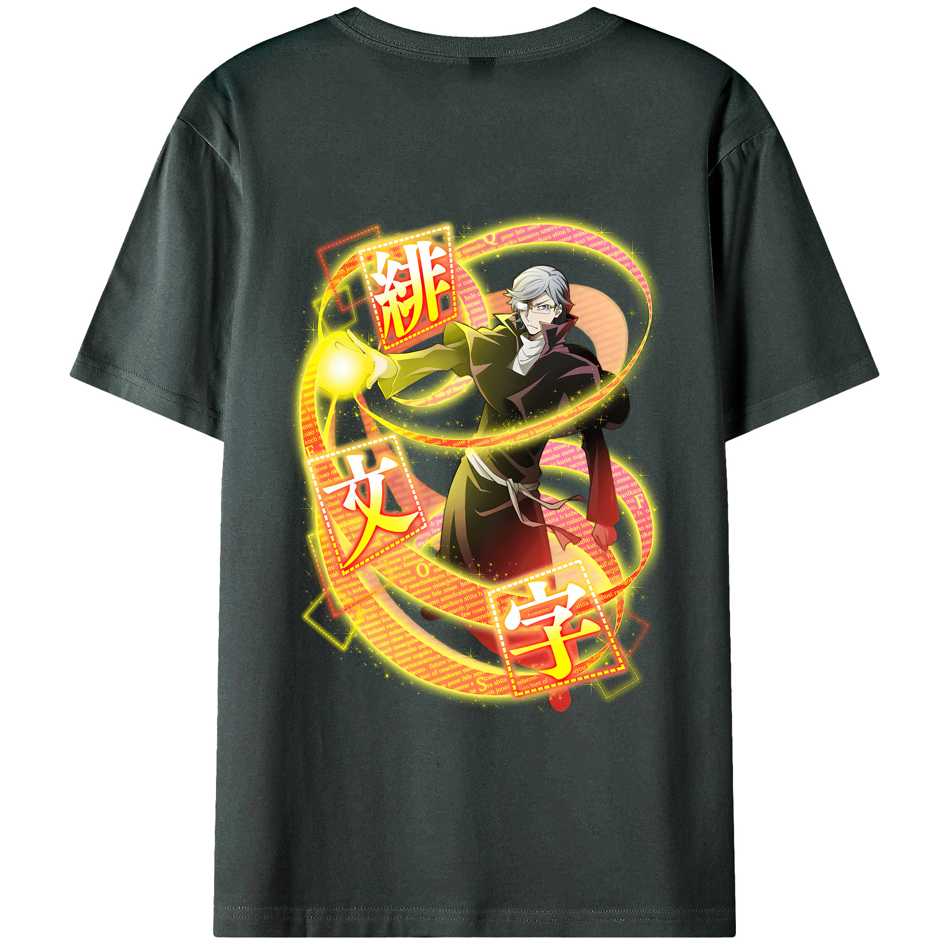 （画像用） 文豪ストレイドッグス Bungo Stray Dogs 綿100％ メンズ半袖Tシャツ（バックプリント） 通気性